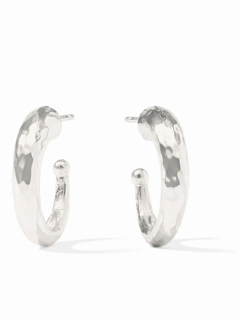 New Julie Vos Medium Hammered Silver Plated Hoop Earrings